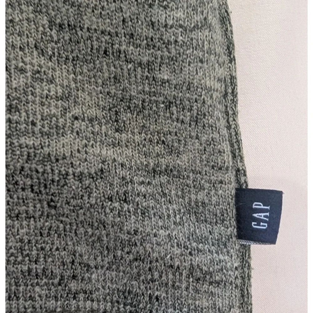GAP Men's Mock Neck Henley Pullover Sweater Heathered Green Cotton Long Sleeve